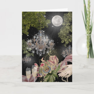 Moonlit Elegance in a Garden Folded Greeting Card Karte