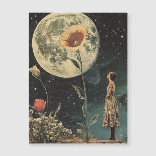 Moonlit Elegante - Frau mit dem Mond Magnetkarte