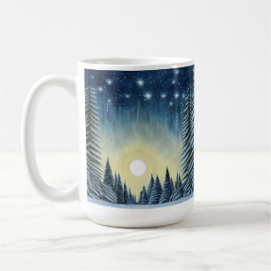 Moonlit Evergreen Snowscape Under The Night Stars Kaffeetasse