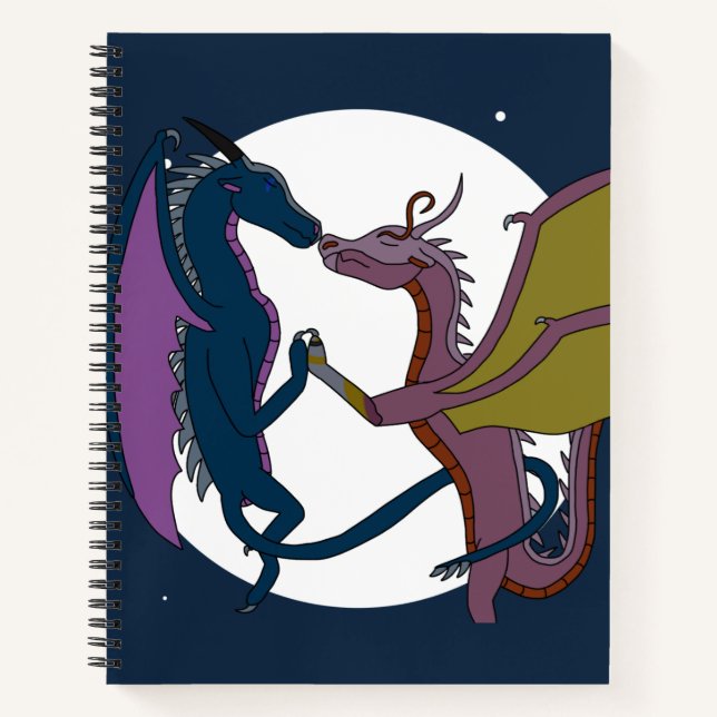 Moonlit Fantasy Dragon Couple Art Spiral Notebook  Notizbuch (Vorderseite)