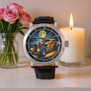 Moonlit Flaming Yellow Hotrod Armbanduhr