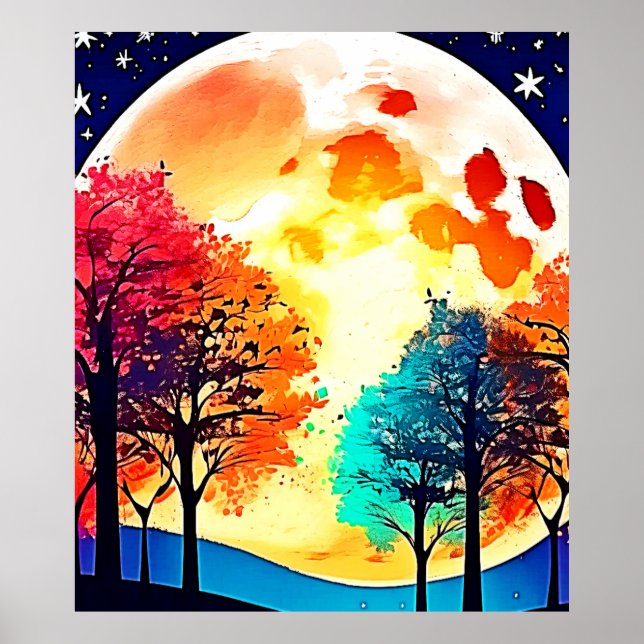 Moonlit Forest Fantasy Art Poster (Vorne)