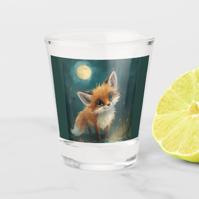 Moonlit Fox, Night Forest  Schnapsglas (Vorderseite)