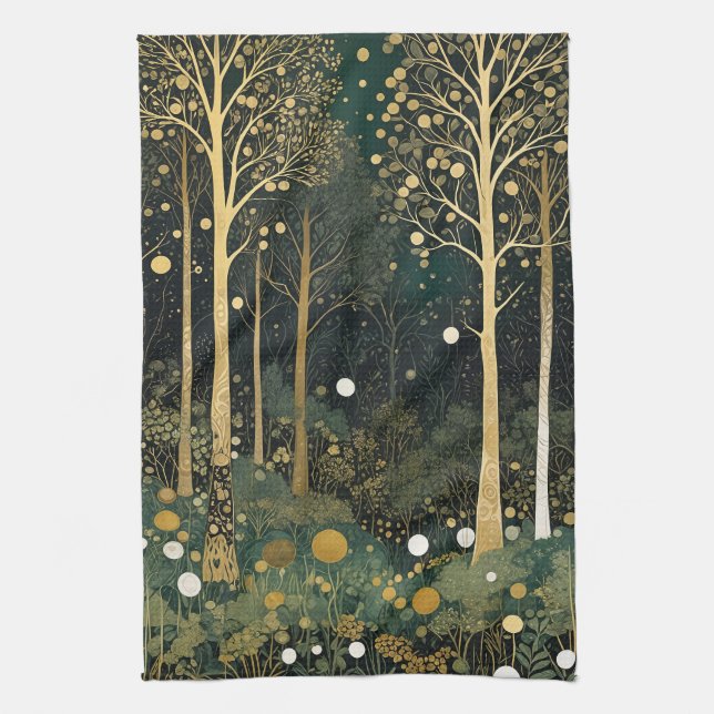 Moonlit Golden Grove Geschirrtuch (Vertikal)