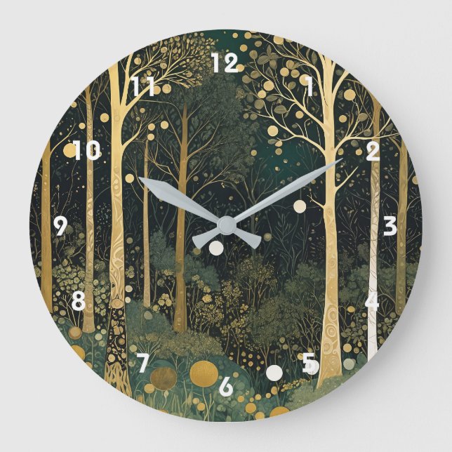 Moonlit Golden Grove Große Wanduhr (Vorderseite)