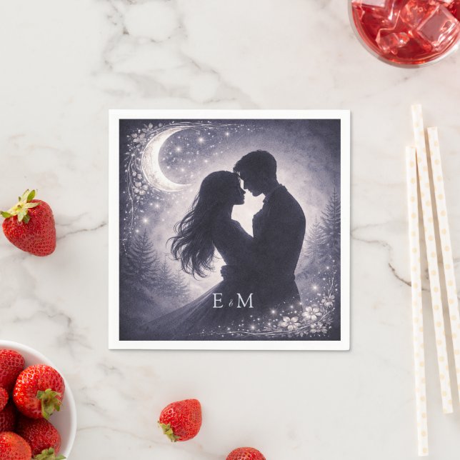Moonlit Grove Celestial Woodland Wedding Serviette (Beispiel)