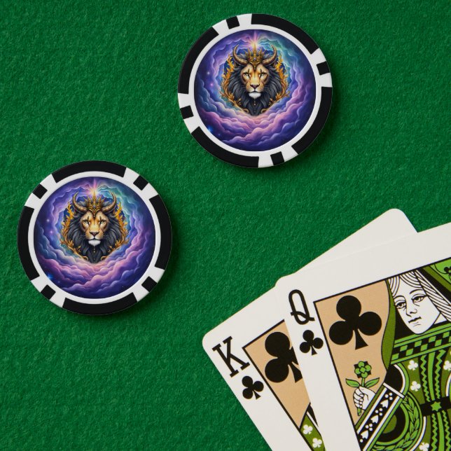 Moonlit Guardians – Cosmic lion. Pokerchips (Pokertisch (doppelt))