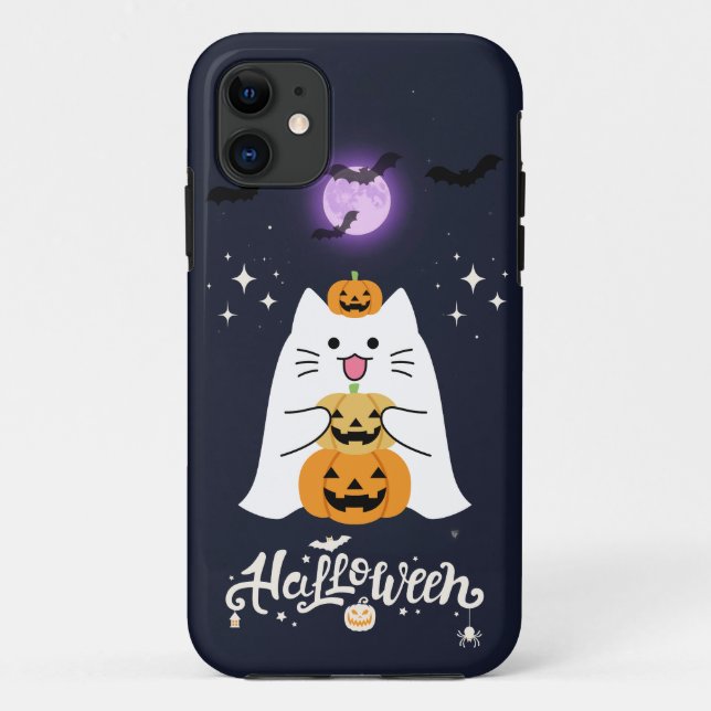 Moonlit Halloween Cat – Spooky & Sweet Night Case-Mate iPhone Hülle (Rückseite)
