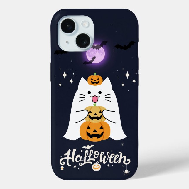 Moonlit Halloween Cat – Spooky & Sweet Night Case-Mate iPhone Hülle (Rückseite)