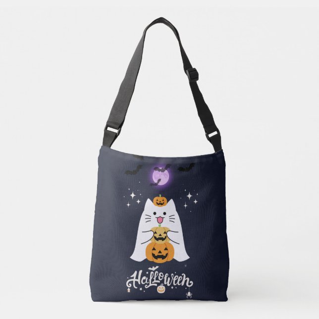 Moonlit Halloween Cat – Spooky & Sweet Night Tragetaschen Mit Langen Trägern (Vorderseite)
