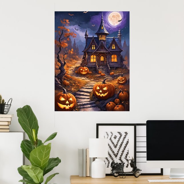 Moonlit Haunt: Eine Halloween-Fantasie Poster (Heimbüro)