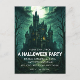 Moonlit Haunted Castle Halloween Party Invitation