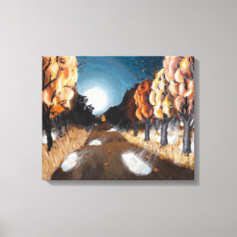 Moonlit Herbstnacht: Canvas Print unbeschnitten Leinwanddruck