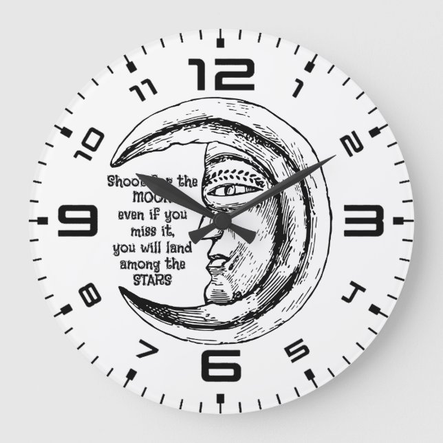 Moonlit Inspiration Wall Clock Große Wanduhr (Vorderseite)