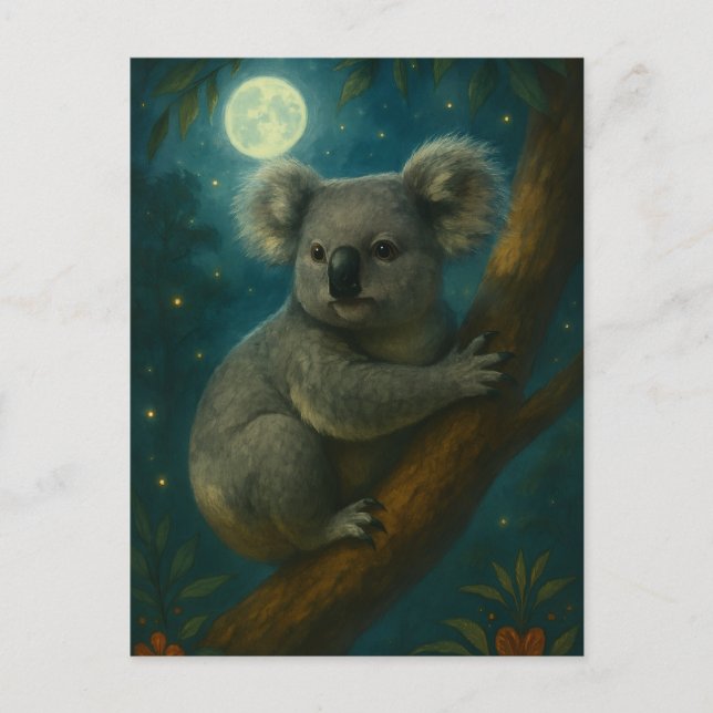 Moonlit Koala Perch Postkarte (Vorderseite)