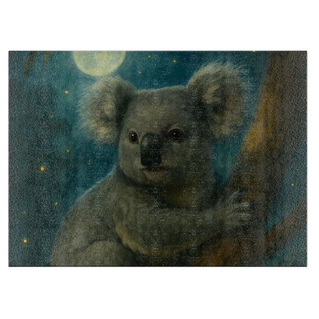 Moonlit Koala Perch Schneidebrett (Vorderseite)