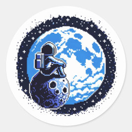 Moonlit Kosmische Reflektion Runder Aufkleber