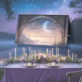 Moonlit Lake Forest Fantasy Hochzeitsempfang Platzkarte