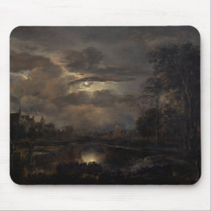 Moonlit Landschaft mit Brücke Mousepad