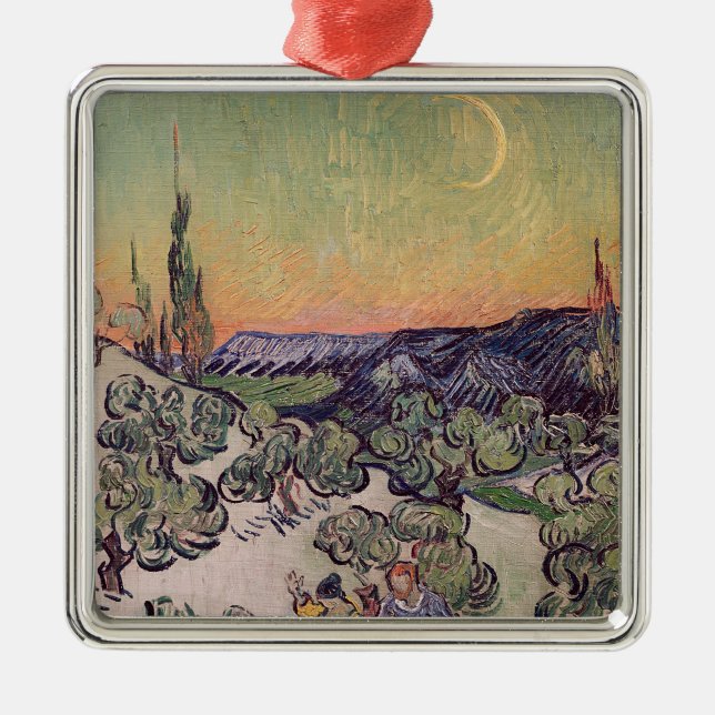 Moonlit Landschaft Vincent van Goghs |, 1889 Silbernes Ornament (Vorne)