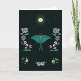 Moonlit Luna Moth Garden 5x7 Greeting Card Karte