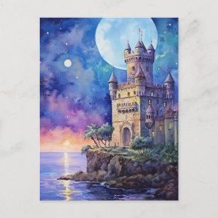 Moonlit Magic über einem portugiesischen Cliffside Feiertagspostkarte