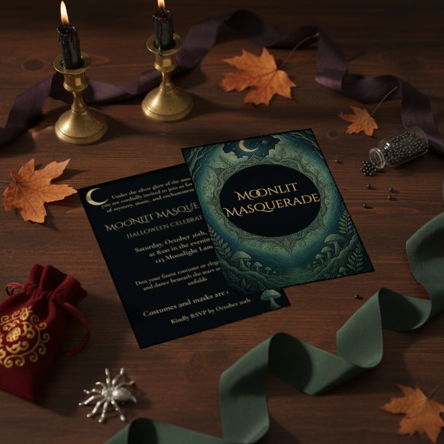 Moonlit Masquerade Elegant Halloween Invitation Einladung (Von Creator hochgeladen)