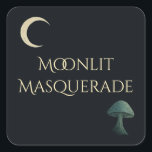 Moonlit Masquerade Elegant Halloween Sticker<br><div class="desc">Seal your invitations or decorate party favors with this elegant Moonlit Masquerade sticker. Deep black tones,  soft gold details,  and celestial moon charm — perfect for gothic Halloween events.</div>
