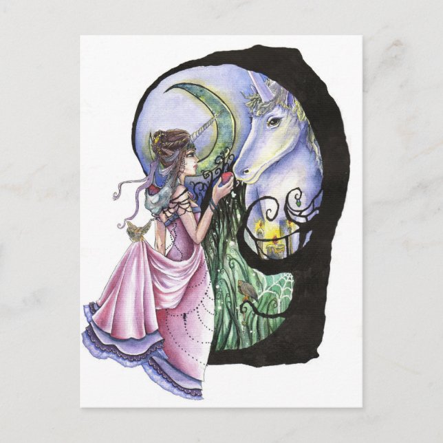 Moonlit Meeting Post Card Postkarte (Vorderseite)