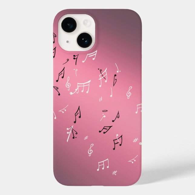 Moonlit Melody: Eleganter Fall von Musical Notes i Case-Mate iPhone 14 Hülle (Rückseite)