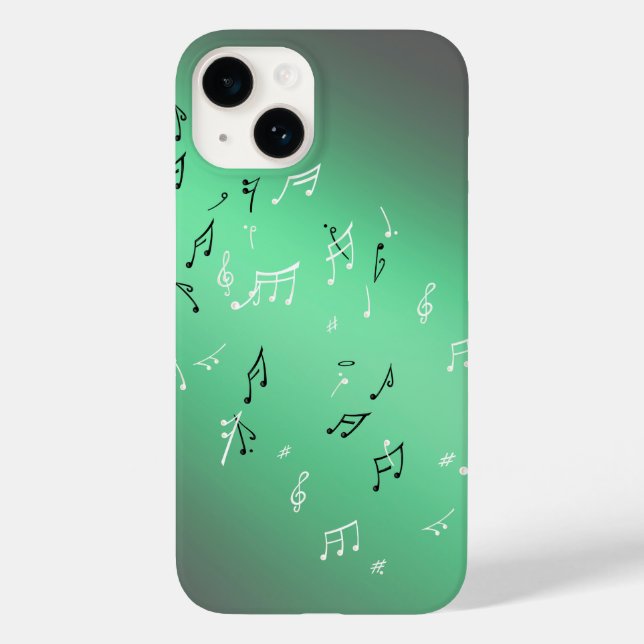 Moonlit Melody: Eleganter Fall von Musical Notes i Case-Mate iPhone 14 Hülle (Rückseite)