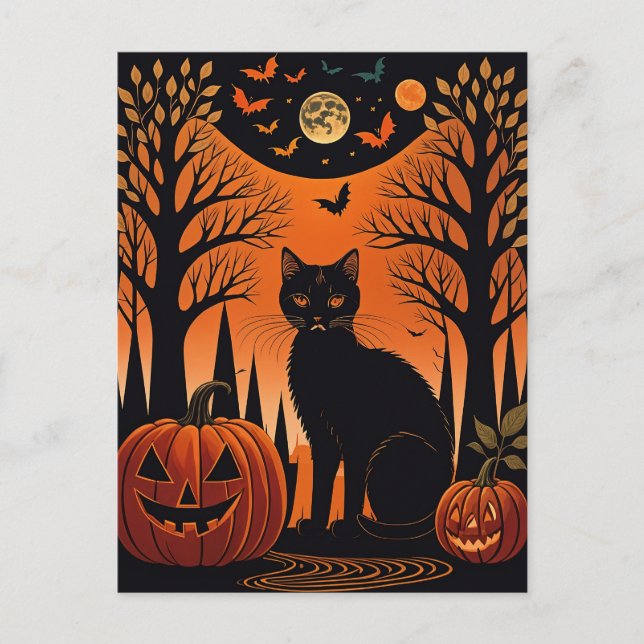 Moonlit Meow Postkarte (Vorderseite)