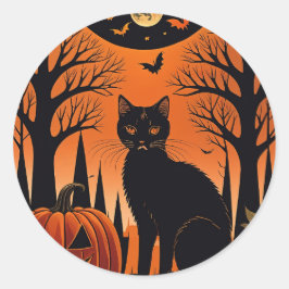 Moonlit Meow Runder Aufkleber
