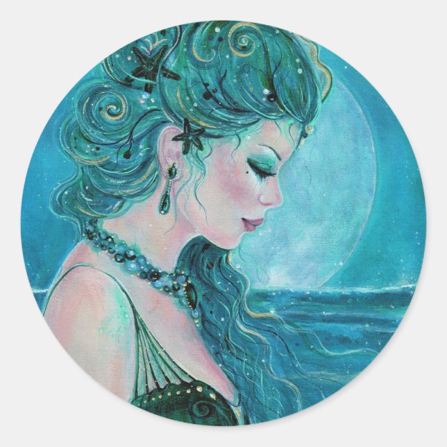 Moonlit Mermaid Aufkleber von Renee Lavoie (Vorderseite)