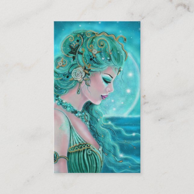 Moonlit Mermaid Visitenkarten von Renee Lavoie Visitenkarte (Vorderseite)