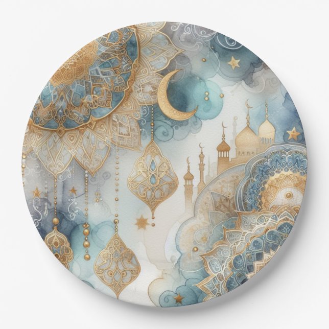 Moonlit Moschee Ruhe für das id Pappteller (Vorderseite)