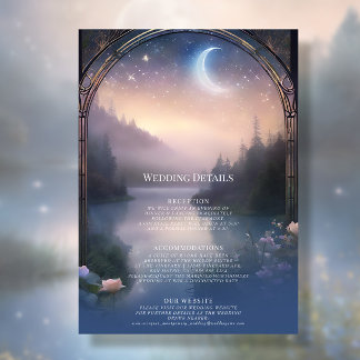 Moonlit Mountain Forest Lake Stars Details Hochzei Einladung