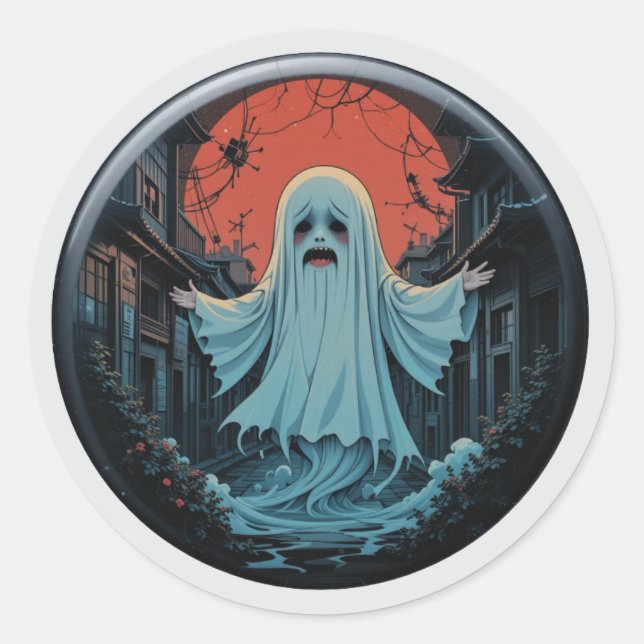 "Moonlit Mourning" - Der traurige Geist der Alley Runder Aufkleber (Vorderseite)