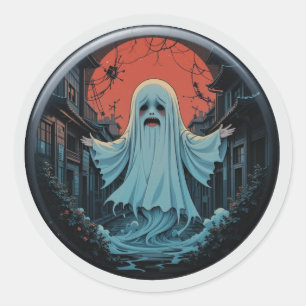 "Moonlit Mourning" - Der traurige Geist der Alley Runder Aufkleber