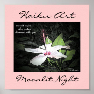 Moonlit Nachthaiku-Kunst-Druck Poster