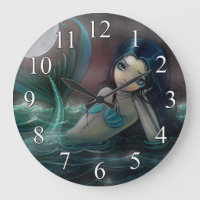 Moonlit Nebenfluss-niedliche Meerjungfrau-Wand-Uhr