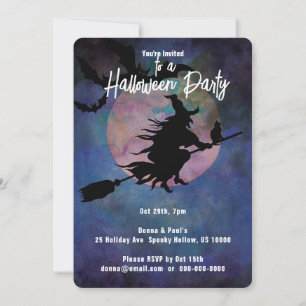 Moonlit Night with Wich, Halloween-Party Einladung