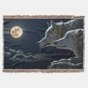 Moonlit Night Wolf Couple Decke