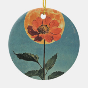 Moonlit Orange Bloom - Vintag Boho Charm (2) Keramik Ornament