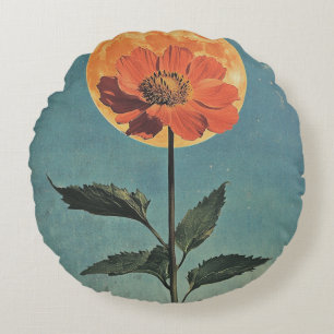 Moonlit Orange Bloom - Vintag Boho Charm (2) Rundes Kissen