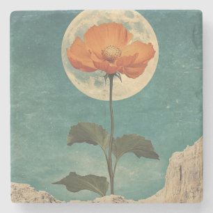 Moonlit Orange Bloom - Vintag Boho Charm Steinuntersetzer