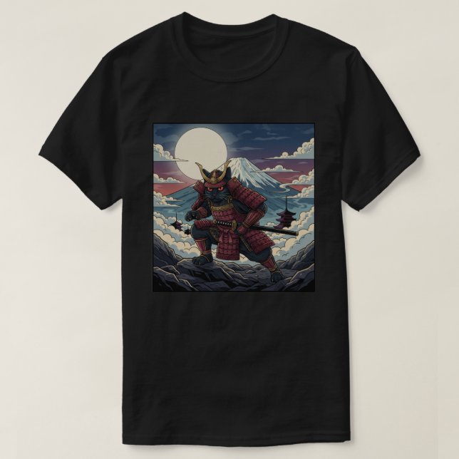 Moonlit Red Samurai T-Shirt (Design vorne)
