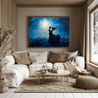 Moonlit Romance Couple Embrace Landschaftlicher Ab