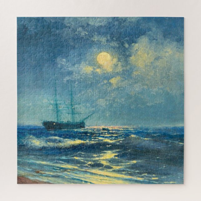 Moonlit Seaview, Kunstmalerei (Vertikal)