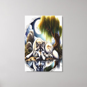 Moonlit Serenity A Slumbering Wolf24x36 Leinwanddruck